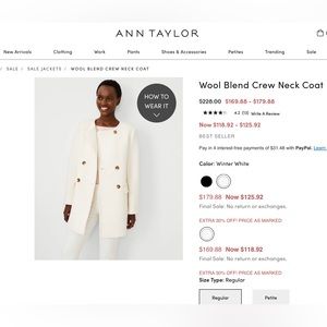 NWT Ann Taylor Wool Blend Coat
